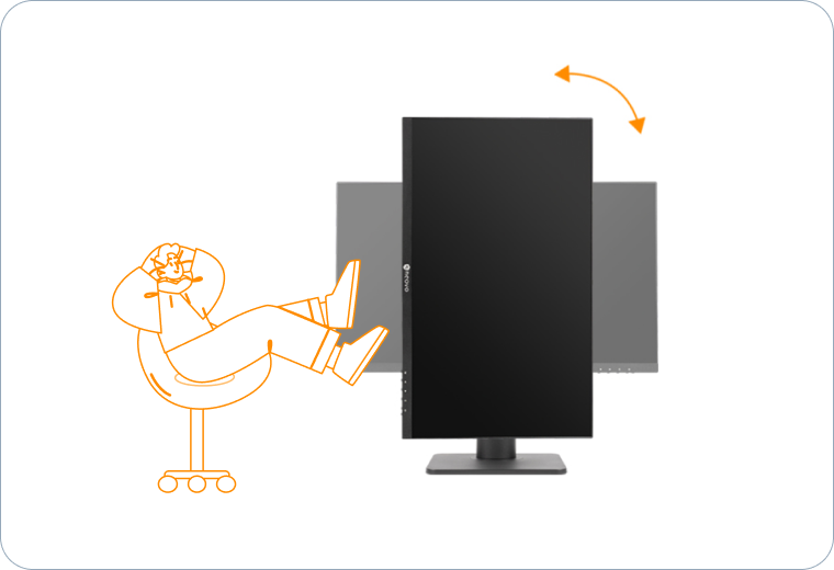 MH2402 無邊框影音娛樂螢幕 90° 翻轉示意