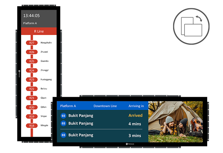 DS4940 49吋 長條形旅客資訊系統液晶顯示器直式/橫式顯示示意圖