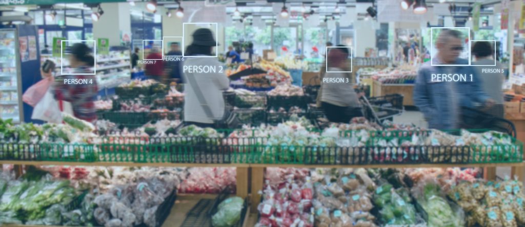 Digital signage with IoT technology is used for detecting people in a super market