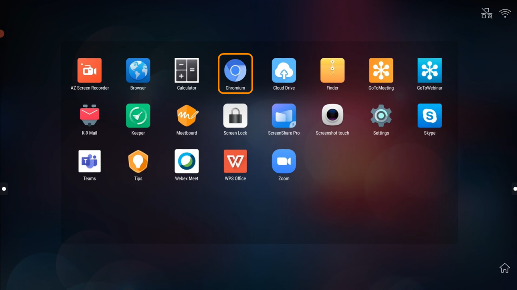 Chromium on Meetboard home screen
