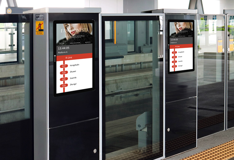 TTF-3201 32吋 月台門旅客資訊液晶顯示器於月台門情境應用_直式顯示