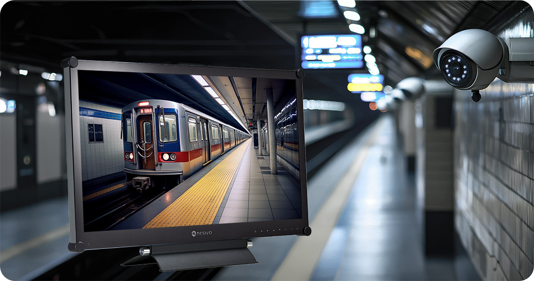 AG Neovo SDI surveillance display in train station platform