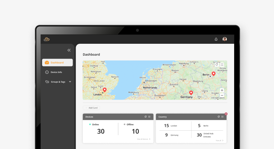 Neovo Manager 儀錶板主頁介面圖示