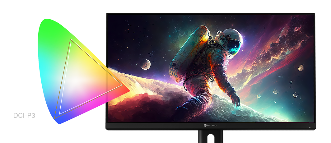 EM2451 涵蓋 93% DCI-P3 色域標準圖示