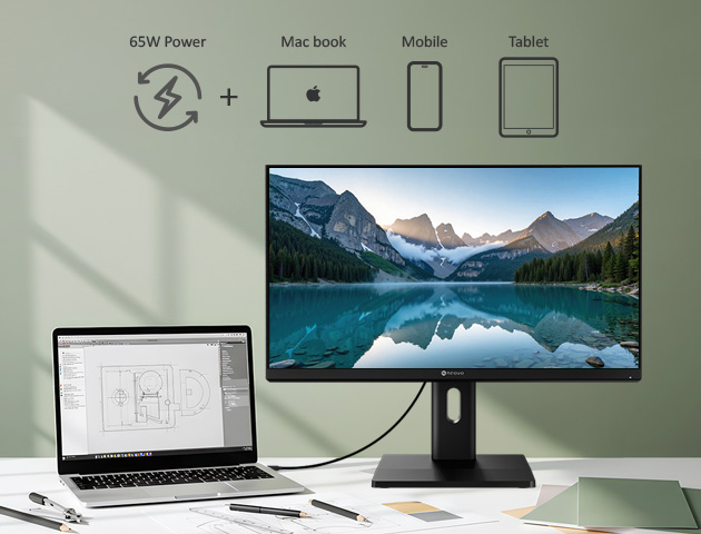 EM2751 24吋 4K USB-C 廣色域專業繪圖旋轉螢幕支援 Mac 裝置 65W Type-C 充電