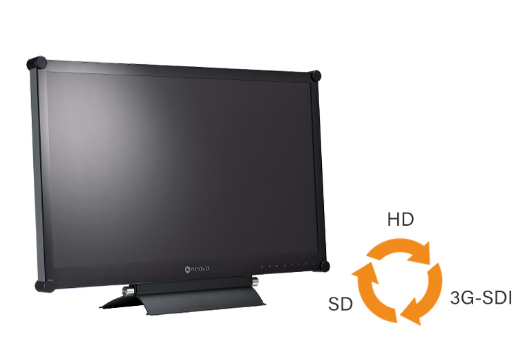 AG Neovo HX-2402 Full HD SDI monitor support multiple SDI formats 3G-SDI, HD-SDI, and SD-SDI input/output, ensuring broad compatibility with both legacy and modern surveillance cameras